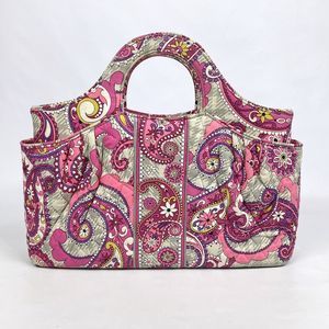Vera Bradley Abby Multicolor Pink Paisley Meets Plaid Tote Bag Purse Satchel